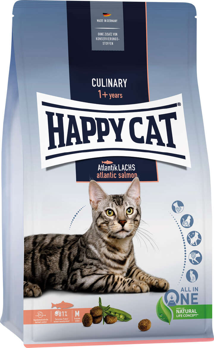 HAPPY CAT Katzen-Trockenfutter Culinary Adult Atlantik Lachs 300 g
